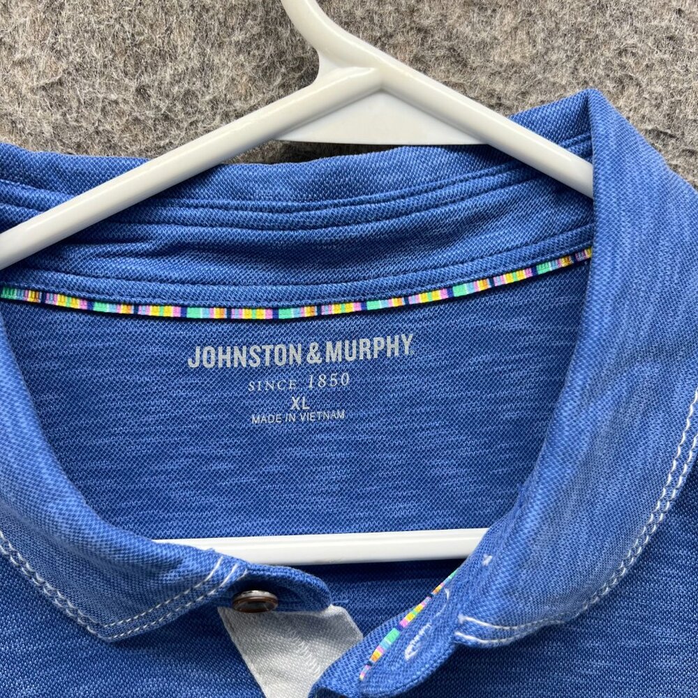 Johnston & Murphy Polo Shirt Mens XL Blue Preppy Dress Heather Vintage Golf - Picture 7 of 11